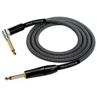 Kirlin IWB-202BFGL 6M CA Шнур гитарный JACK 1/4"(прямой) ⇔ JACK 1/4"(угловой), 6 м., серый карбон