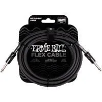 Ernie Ball 6435 Шнур гитарный серии Flex, JACK 1/4" (прямой) ⇔ JACK 1/4" (прямой), 6 м., чёрный