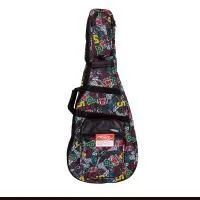 FORCE DLX-A (1007) Чехол для акустической гитары 41", утеплённый, чёрный с принтом, красный кант