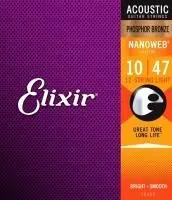 Elixir 16152 NanoWeb Набор струн для 12-струнной акустической гитары, размер 10-47