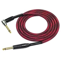 Kirlin IWB-202BFGL 6M WBR Шнур гитарный JACK 1/4"(прямой) ⇔ JACK 1/4"(угловой), 6м, красная волна