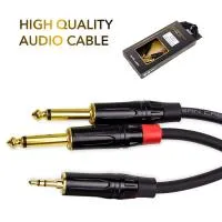 KUPFERN KFYC04-1M Шнур аудио mini-JACK 1/8"(male) stereo ⇔ 2хJACK 1/4"(male) mono, длина 1 метр