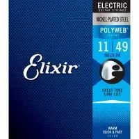 Elixir 12100 PolyWeb Комплект струн для электрогитары, никелированная сталь, Medium 11-49