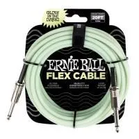 Ernie Ball 6437 Шнур гитарный Flex GLOW JACK1/4"(прямой) ⇔ JACK1/4"(прямой), 6м, светится в темноте
