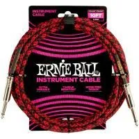 Ernie Ball 6394 Шнур инструментальный JACK 1/4" (прямой) ⇔ JACK 1/4" (прямой), 3м., красный/черный