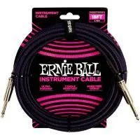Ernie Ball 6395 Шнур инструментальный JACK 1/4" (прямой) ⇔ JACK 1/4" (прямой), 5.5м, черный/фиолет.
