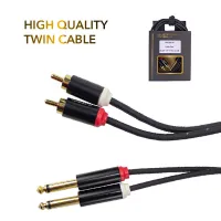 KUPFERN KFAC05-1M Шнур аудио 2хJACK 1/4" (mono) прямые ⇔ 2хRCA (male) прямые, длина 1 метр