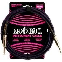 Ernie Ball 6393 Шнур инструментальный JACK 1/4" (прямой) ⇔ JACK 1/4" (прямой), 3м., чёрный/фиолет.