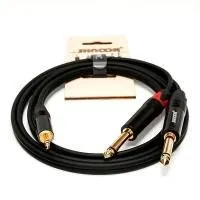 SHNOOR MJ2JM-1m Шнур аудио miniJACK 1/8"(stereo) ⇔ 2х JACK 1/4"(mono), 1 метр