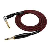 Kirlin IWB-202BFGL 3M BR Шнур гитарный JACK 1/4"(прямой) ⇔ JACK 1/4"(угловой), 3метра, черн/красн