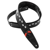 RightOn Straps Mojo Cat Ремень для гитары, текстиль/синтетика, черный, рисунок кошачьи лапки