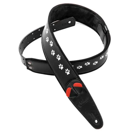 RightOn Straps Mojo Cat Ремень для гитары, текстиль/синтетика, черный, рисунок кошачьи лапки