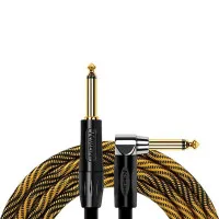 Kirlin IWB-202BFGL 3M WBO Шнур гитарный JACK 1/4"(прямой) ⇔ JACK 1/4"(угловой), 3м, золотая волна