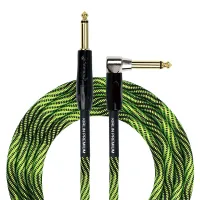 Kirlin IWB-202BFGL 6M WBG Шнур гитарный JACK 1/4"(прямой) ⇔ JACK 1/4"(угловой), 6 м., зелёная волна