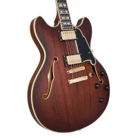 D'Angelico Deluxe DC Satin Brown Burst Электрогитара полуакустическая с кейсом, 6 струн, коричневая