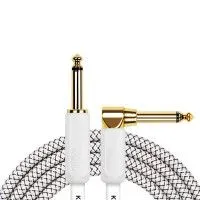 Kirlin IWB-202WEGL 6M WT Шнур гитарный JACK 1/4"(прямой) ⇔ JACK 1/4"(угловой), 6 метр., ч/б клетка