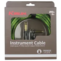 Kirlin IWB-202BFGL 6M WBG Шнур гитарный JACK 1/4"(прямой) ⇔ JACK 1/4"(угловой), 6 м., зелёная волна