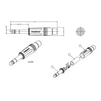 Amphenol ACPS-GN-AU Разъем кабельный phone Jack 1/4” (male) стерео, прямой, цвет - никель
