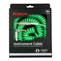 Kirlin IMK-202PFGL 9.1M GRF Шнур гитарный витой JACK 1/4"(прямой) ⇔ JACK 1/4"(угловой), 9м., зелёный