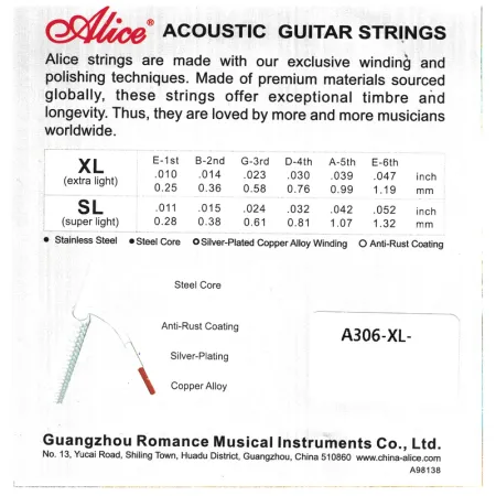 Alice A306-XL-3 Отдельная струна №3 для акустической гитары Extra Light, калибр 023