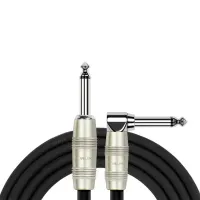 Kirlin IP-202PR 3M BK Шнур инструментальный JACK 1/4"(прямой) ⇔ JACK 1/4"(угловой), 3 метра, черный