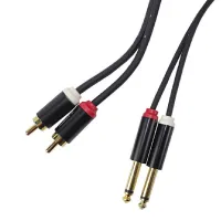 KUPFERN KFAC05-5M Шнур аудио 2хJACK 1/4" (mono) прямые ⇔ 2хRCA (male) прямые, длина 5 метров