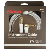 Kirlin IWB-202WEGL 3M WT Шнур гитарный JACK 1/4"(прямой) ⇔ JACK 1/4"(угловой), 3 метра, ч/б клетка