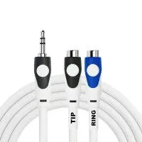 Kirlin LGY-367L 2M WH Шнур mini-JACK 1/8" stereo (male) ⇔ 2хRCA (female), 2 метра, белый