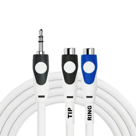 Kirlin LGY-367L 0.3M WH Шнур mini-JACK 1/8" stereo (male) ⇔ 2хRCA (female), 0.3 метра, белый