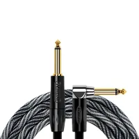 Kirlin IWB-202BFGL 3M WBW Шнур гитарный JACK 1/4"(прямой) ⇔ JACK 1/4"(угловой), 3м., чёрная волна