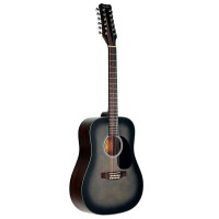 Martinez FAW-802-12 TBK Гитара акустическая 41",12 струн, Dreadnought, цвет прозрачный черный