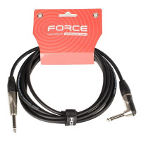 FORCE FGC-09/3L Шнур инструментальный Jack 1/4"(прямой) ⇔ Jack 1/4"(угловой), 3 метра