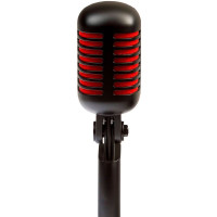 PROEL EIKON DM55V2RDBK Микрофон вокальный динамический "ретро", чёрный с красной ветрозащитой